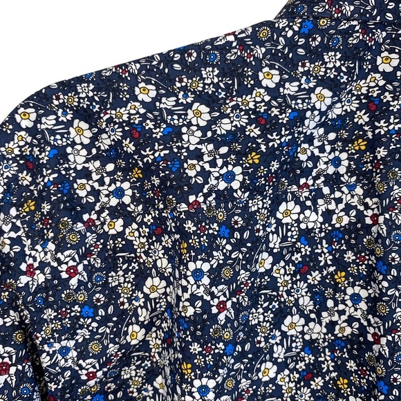 men's LE 31 navy floral button down shirt large - Picture 6 of 9